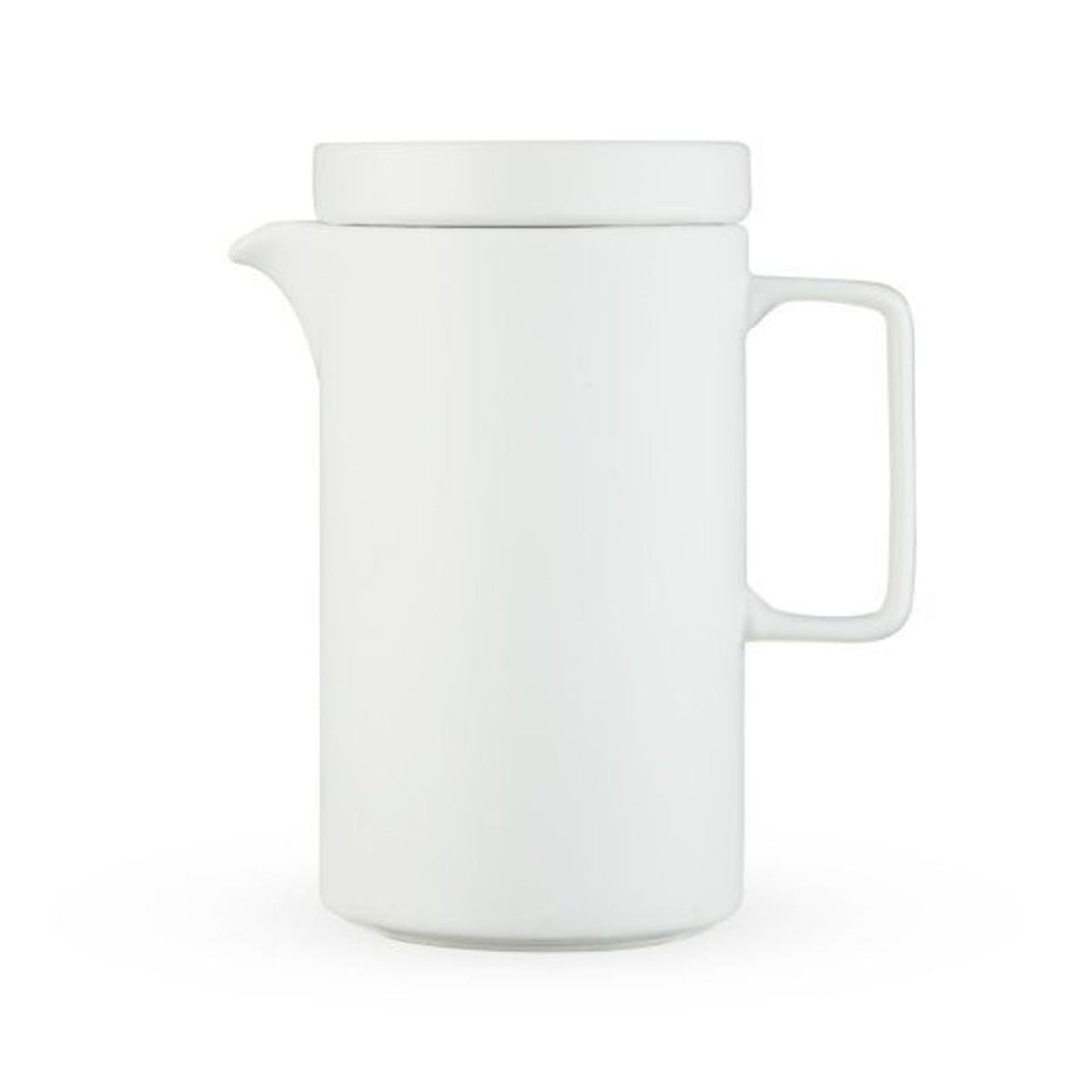 White ceramic pitcher on a white background