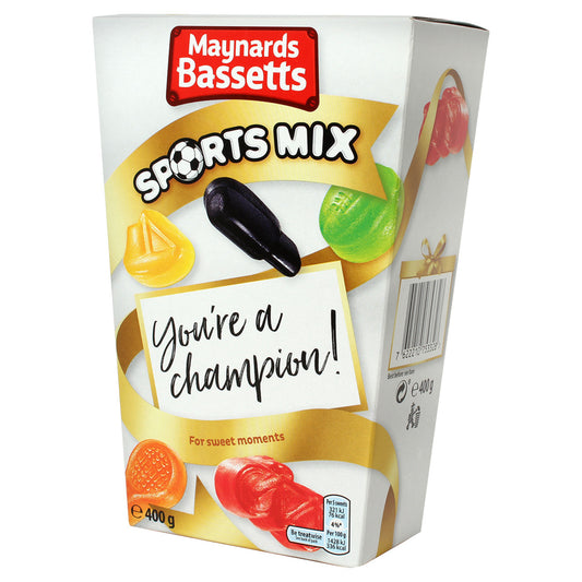 Maynards Bassetts Sports Mix candy package on a white background
