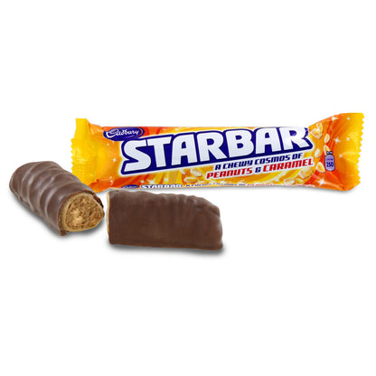 Cadbury Starbar candy with packaging on a white background