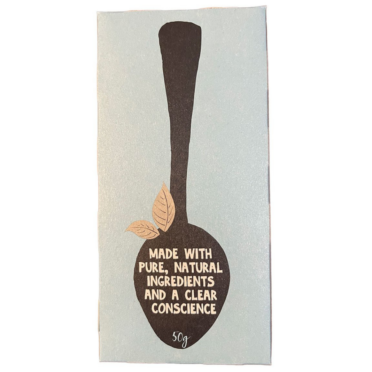 Tea towel with a spoon design and text on a light background