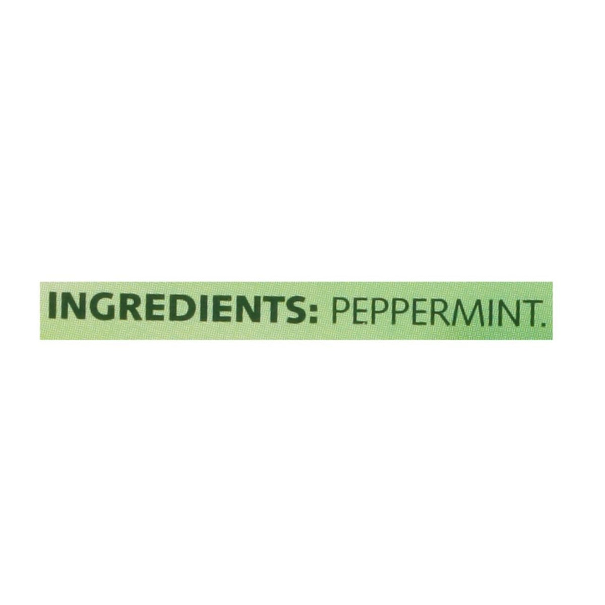 Text 'INGREDIENTS: PEPPERMINT.' on a white background