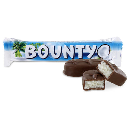 Bounty chocolate bar with a coconut filling on a white background