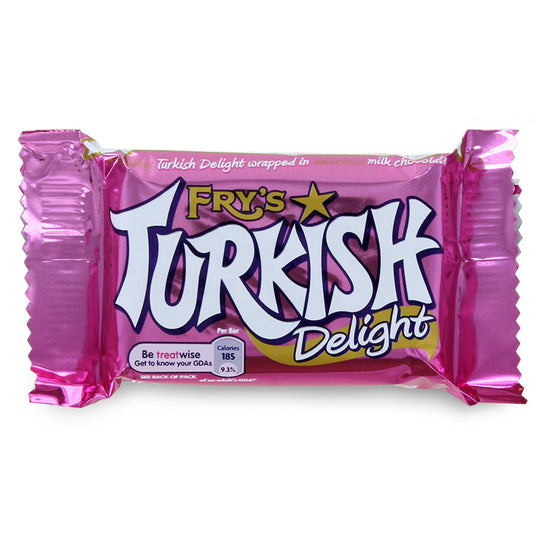 Fry's Turkish Delight candy bar packaging on a white background