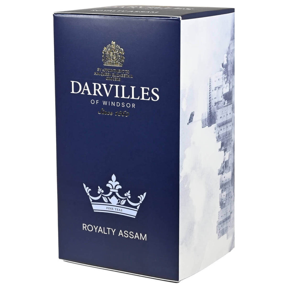 Darvilles of Windsor Royalty Assam tea box on a white background