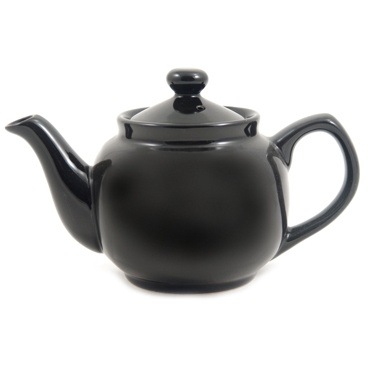 Black ceramic teapot on a white background