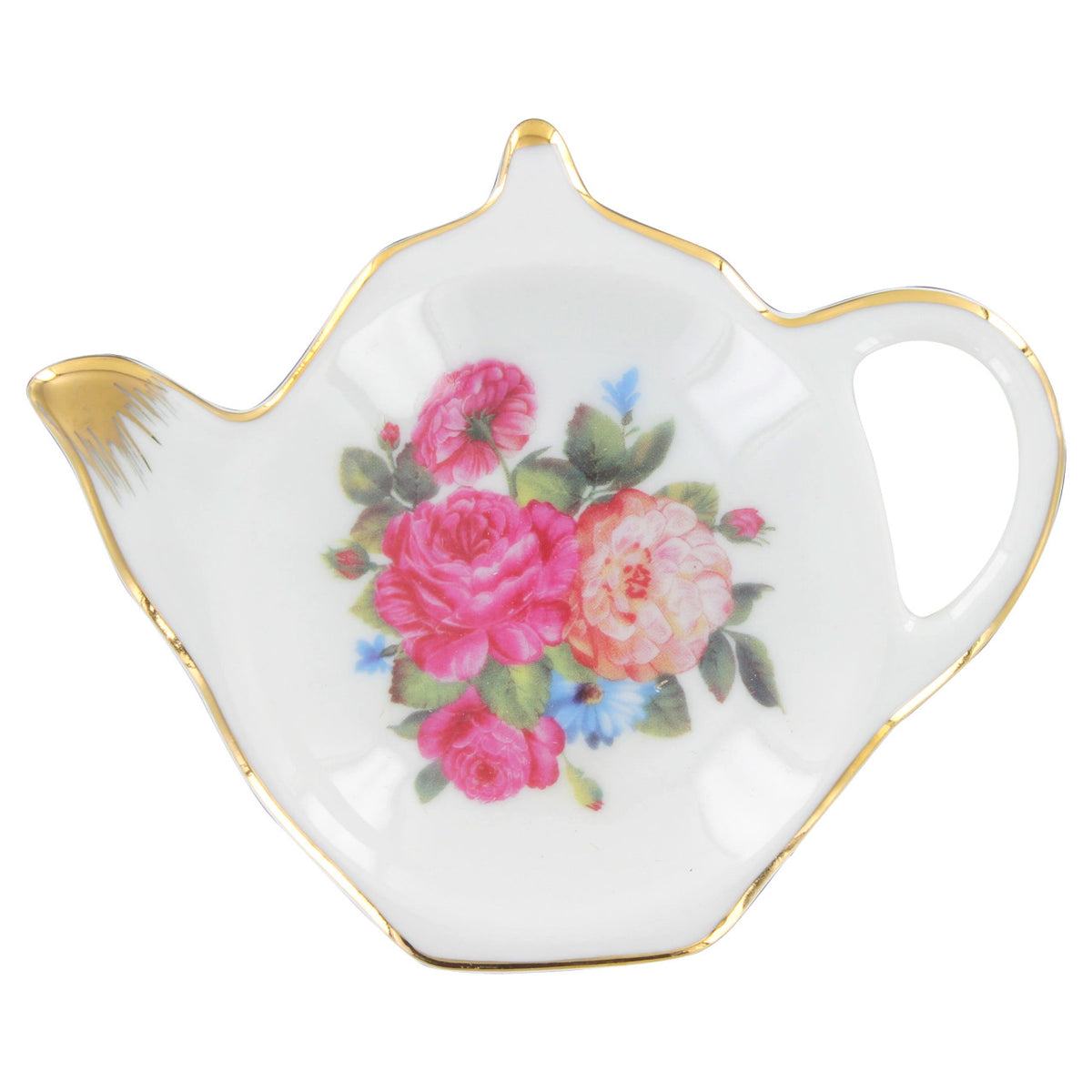Tea bag holder with floral design on a white background