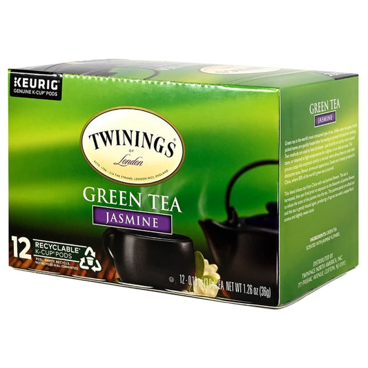 Twinings Green Tea Jasmine Keurig K-Cup pods 12 count packaging on a white background