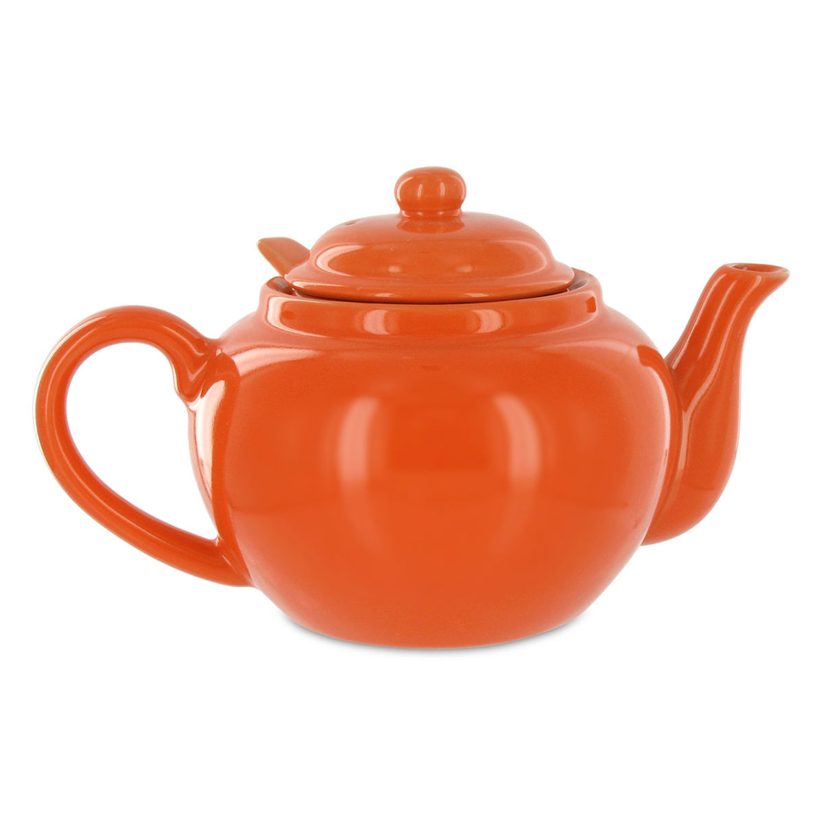 Orange teapot on a white background
