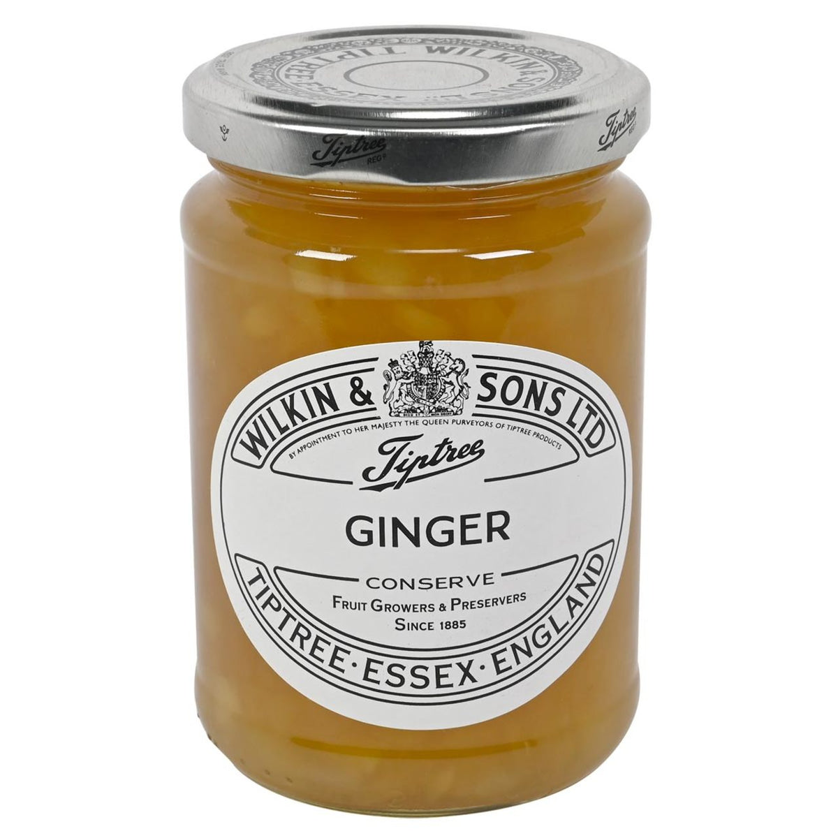 Jar of Wilkin & Sons Ltd Tiptree Ginger Conserve on a white background