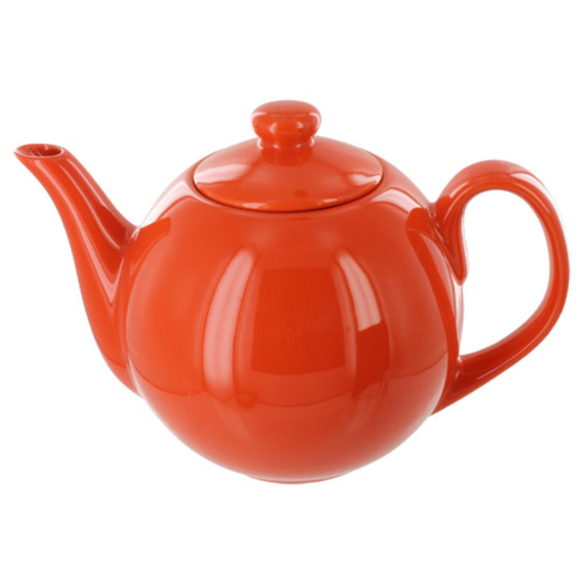 Red teapot on a white background