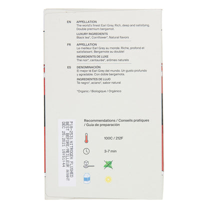 Tea package with text and icons on a white background