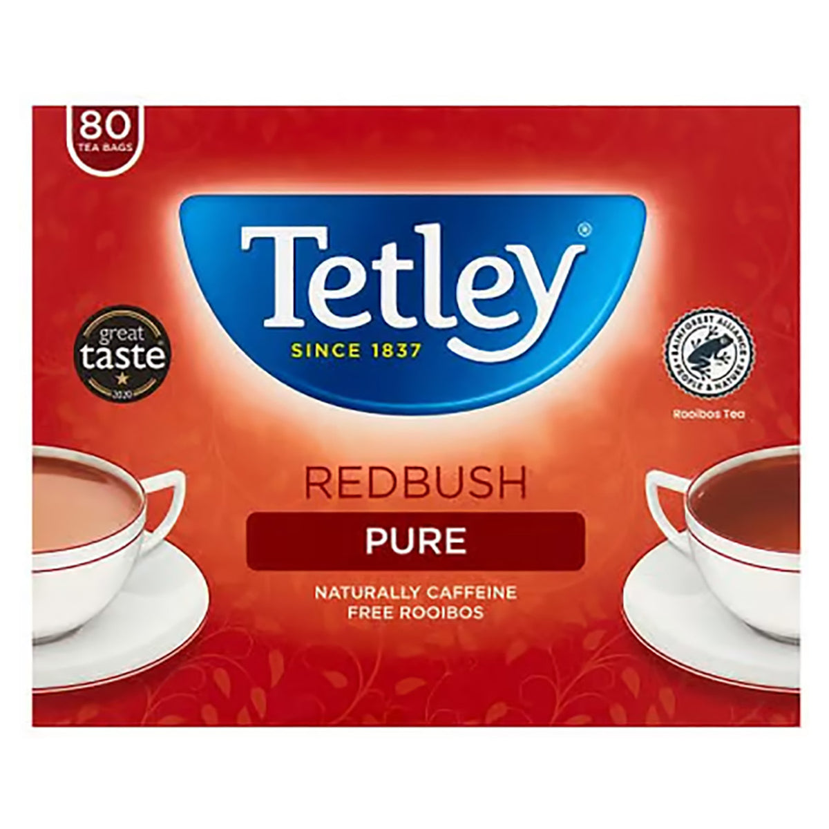 Tetley Redbush Pure tea packaging on a white background