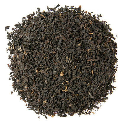 A close-up of loose leaf black tea.