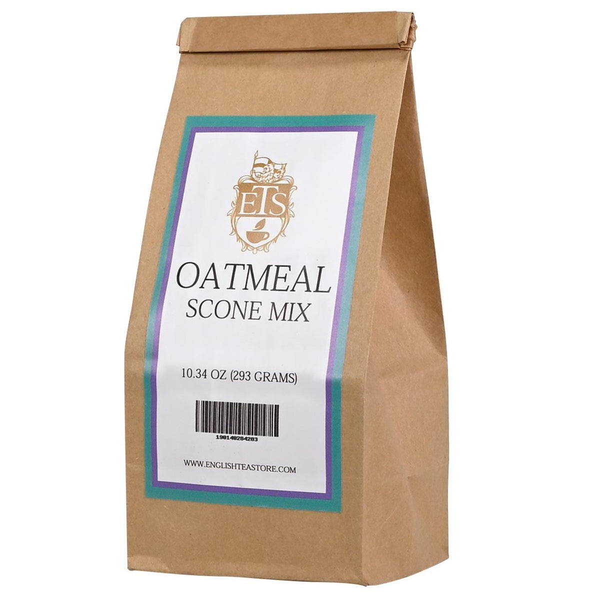 Bag of English Teas Oatmeal Scone Mix with a visible brand logo on a white background