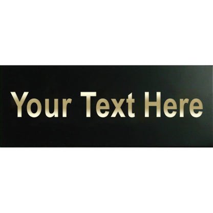 Placeholder text 'Your Text Here' on a black bar with gold letters.