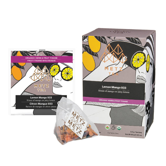 Metz Tea Lemon Mango 933 packaging with tea bags on a white background