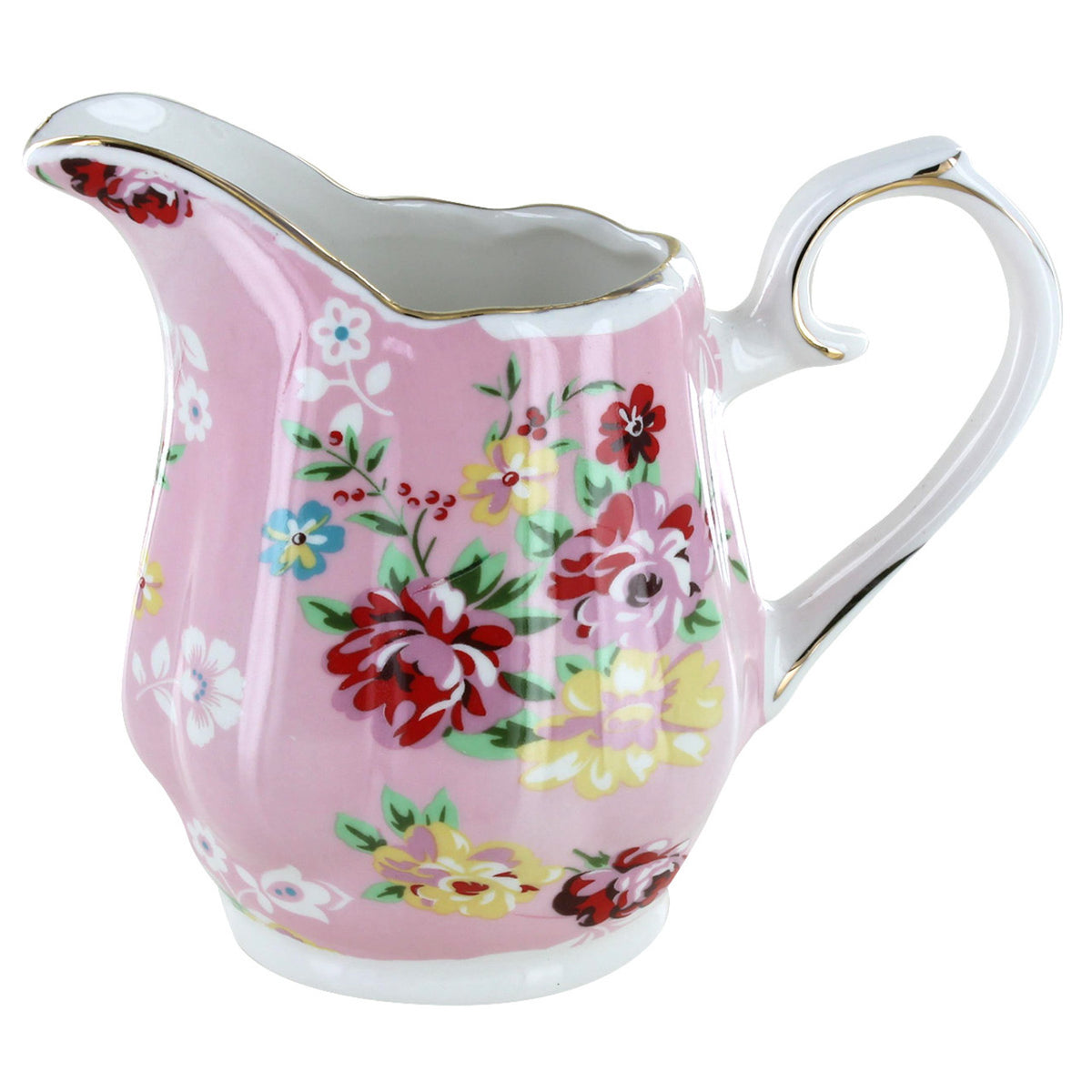 Shabby Rose Pink porcelain floral-patterned tea pitcher on a white background