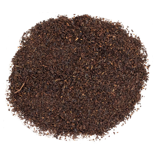 Dry ground black tea leaves