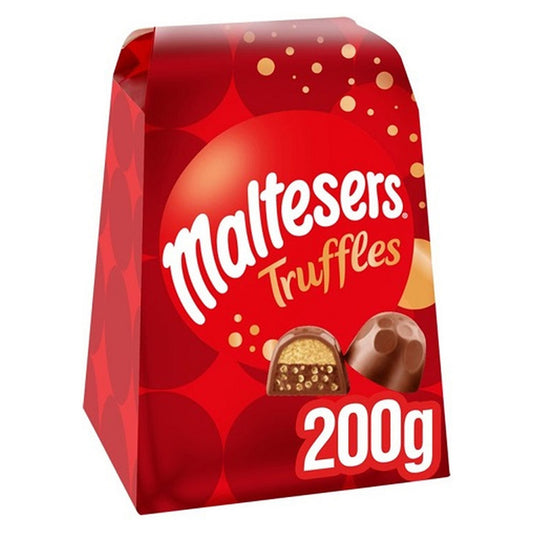 Red packaging of Maltesers Truffles with a white background