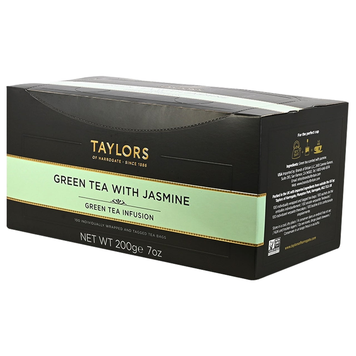 Box of Taylors Green Tea with Jasmine on a white background