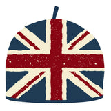 Tea cozy with Union Jack design on a white background