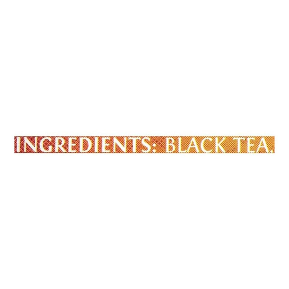 Text 'INGREDIENTS: BLACK TEA' on a white background