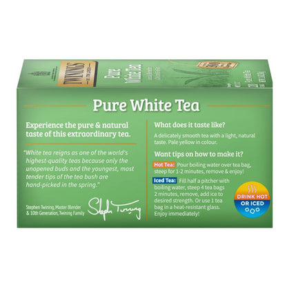 Box of Twinings White Tea with green background