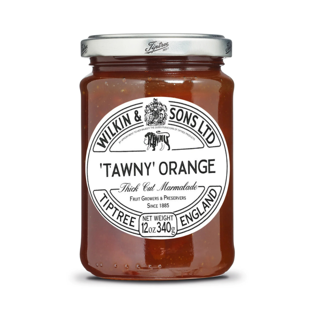 Jar of Tawny Orange Marmalade with 'Wilkin & Sons Ltd' label on a white background