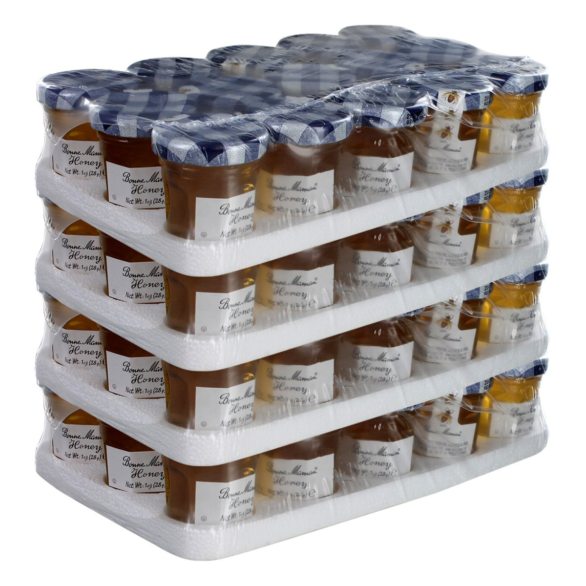 Case of 1oz jars of Bonne Maman honey