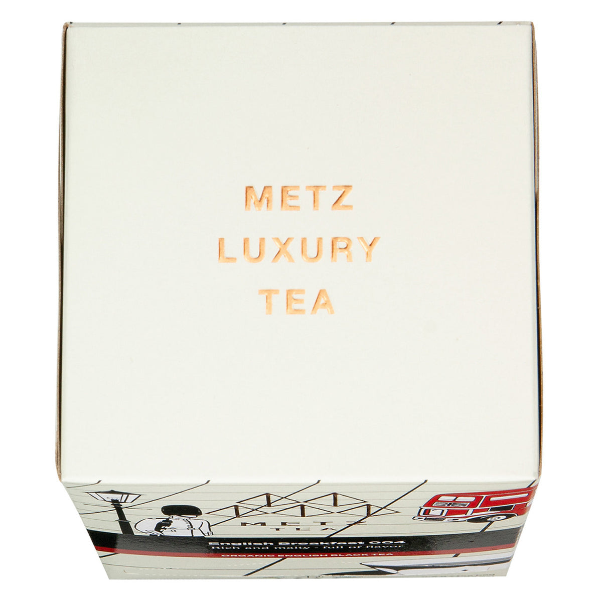 Box of Metz Luxury Tea on a white background