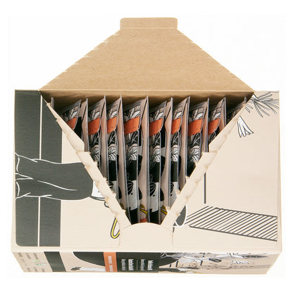 Box of tea packages with a decorative design on a white background