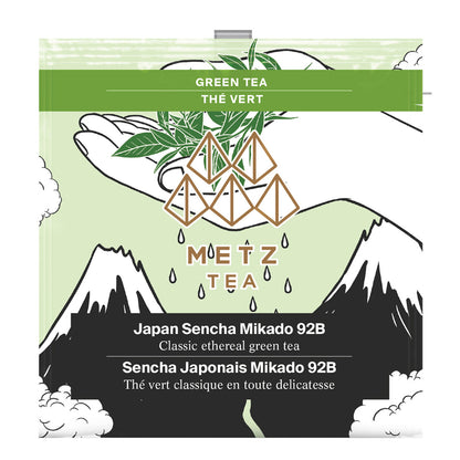 Individually wrapped teabag package for Metz Japanese Sench 92B Green tea.
