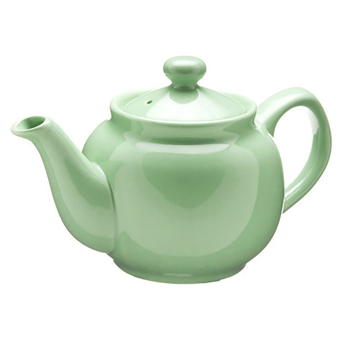 Light green teapot on a white background