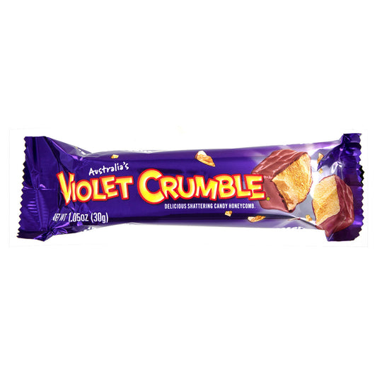 Violet Crumble candy bar packaging on a white background