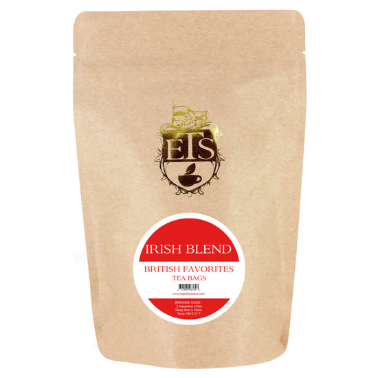 Kraft paper tea bag packaging with a red label on a white background