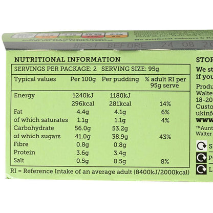 Nutritional information label on a green background