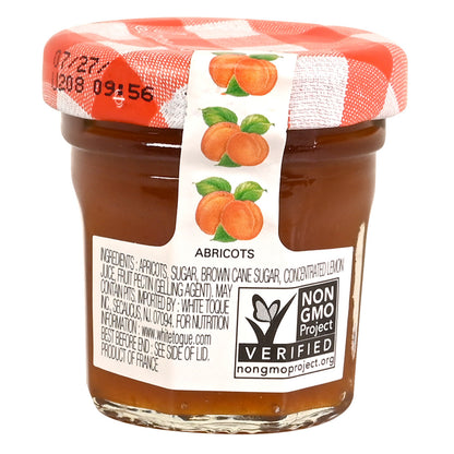 Back of a jar of Bonne Maman Apricot Preserves with ingredients label