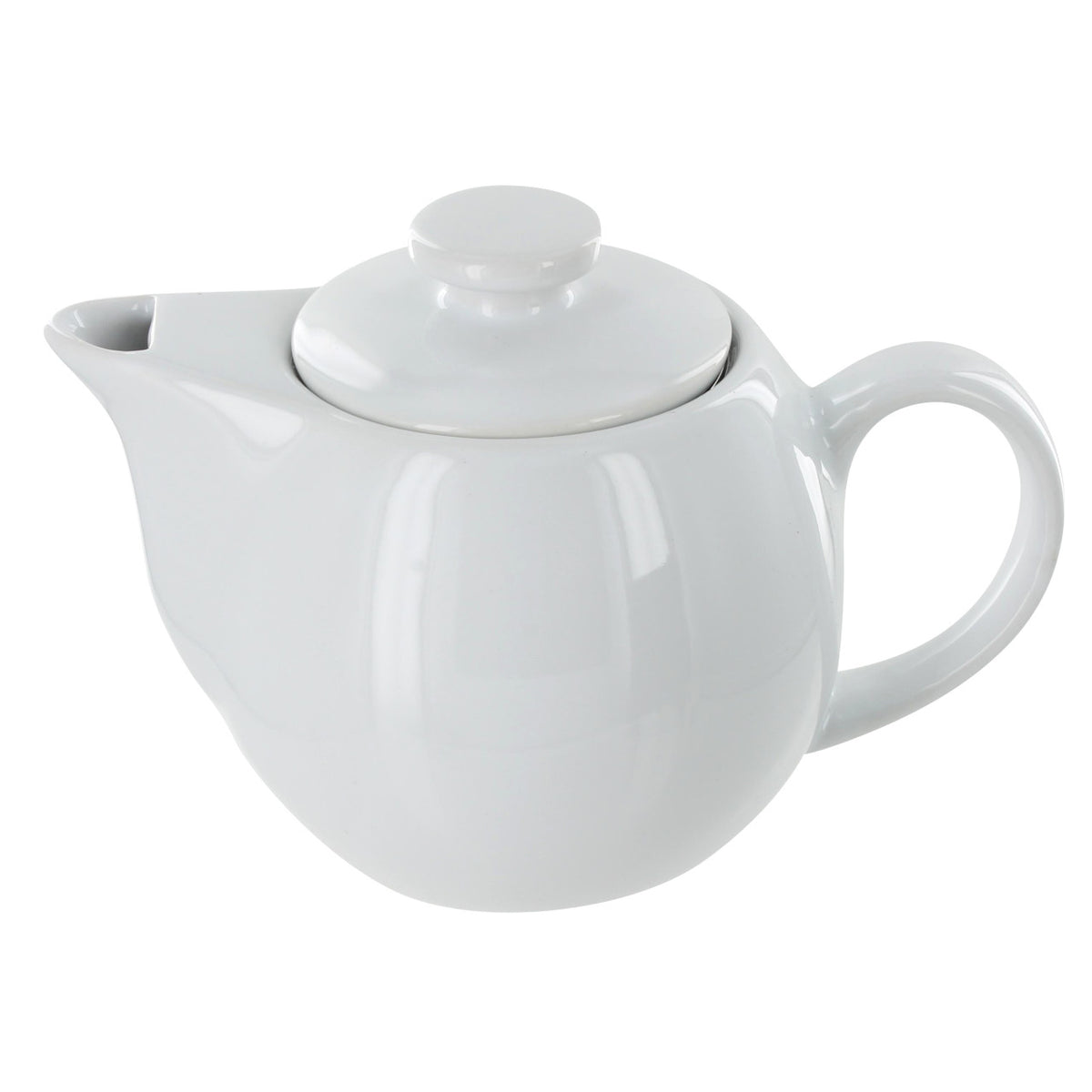 White ceramic teapot with lid on a white background